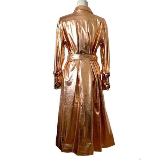 OSMAN FRALIA METALLIC ROSE GOLD TRENCH COAT NWT!! - Picture 2 of 10
